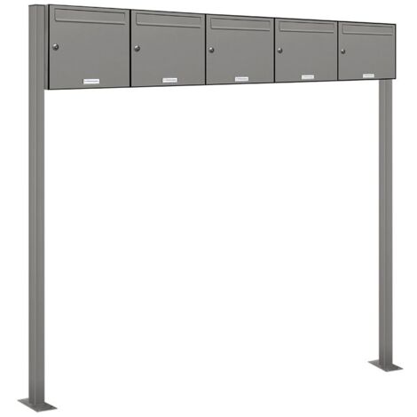 5er Premium Standbriefkasten  RAL9007 freistehend Postkasten Ständer 5x1
