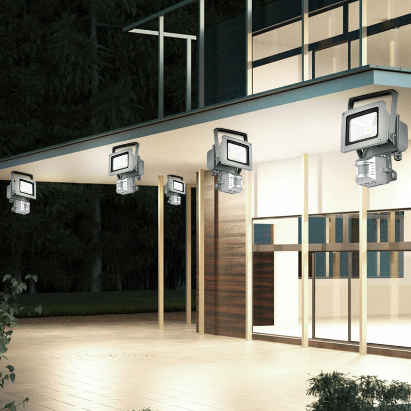 5er Set 10 Watt LED Außen Wand Bau Strahler Fluter IP44 Bewegungsmelder Lampe beweglich