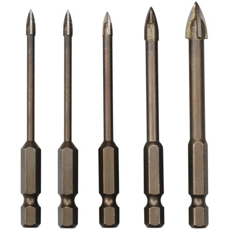 5er-Set Dreiecksbohrer-Set, Hartmetall-Fliesenbohrer, effektives Universal-Bohrwerkzeug für Glas, Fliesen, Beton, Marmor und Keramik (3/4/5/6/8 mm)