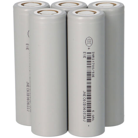 5er-Set EVE Li-ion Akku INR21700-50E 3,6V 5000mAh - 15A Flat top
