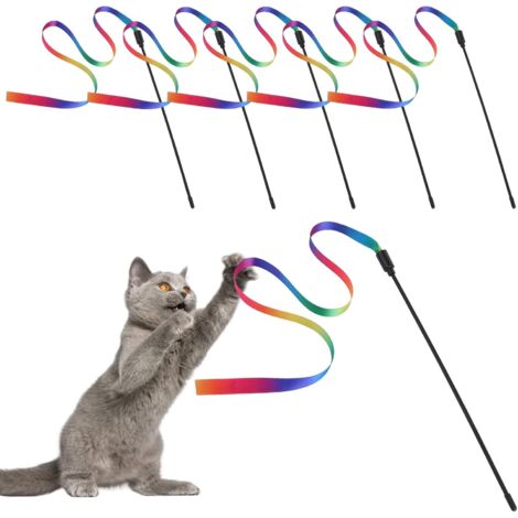 5er-Set interaktive Katzenspielstäbe – Bänderstäbe aus