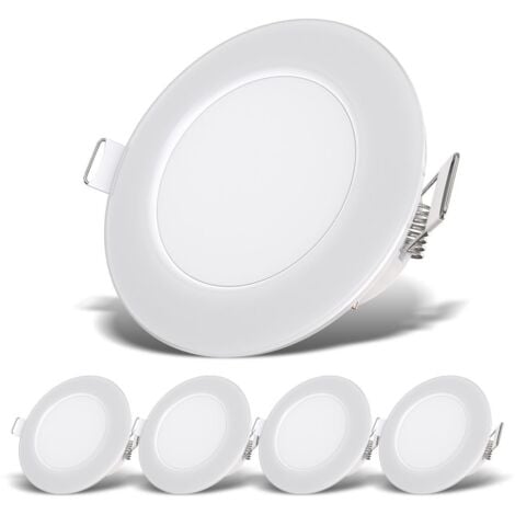 5er Set LED Bad Einbaustrahler 230V flach, IP65, Badezimmer, neutralweiß Lochmaß 68mm, LED Spot, Deckenspots, Spots, Einbauleuchten, Einbauspot, weiß