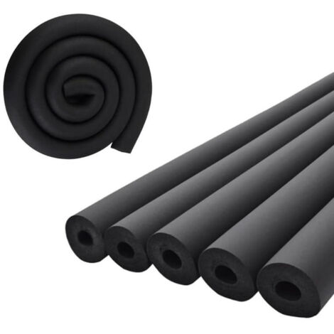5er Set schwarze Dämmröhren aus Kautschukschaum, 16 mm InnenØ, 9 mm Wandstärke, 1,8 m lang, flammhemmend für Heiz- und Sanitärleitungen