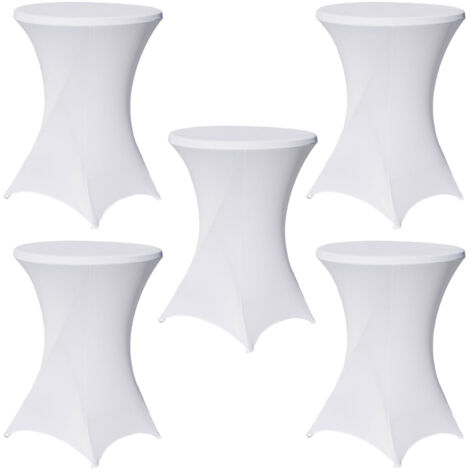 5er Set Stehtischhusse Stretch weiß Ø 80 cm Tischhusse