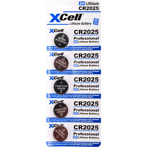 5er Sparset XCell CR2025 Lithium-Knopfzelle 3V / 170mAh