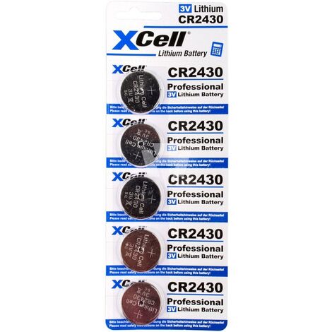 5er Sparset XCell CR2430 Lithium-Knopfzelle 3V / 290mAh