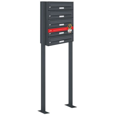 5er Standbriefkasten Anlage Freistehend RAL 7016 - Anthrazit