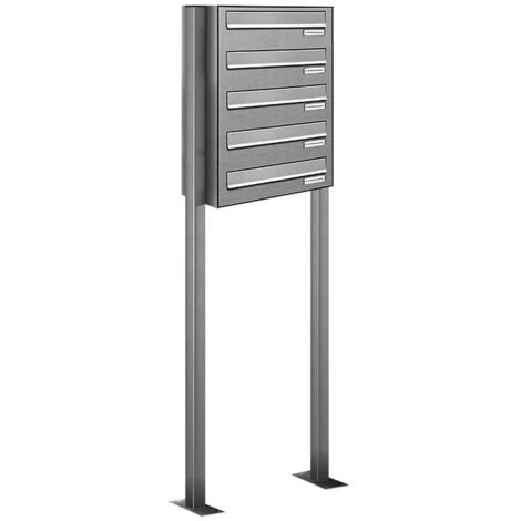 5er V2A Edelstahl Standbriefkasten Freistehend Durchwurfanlage