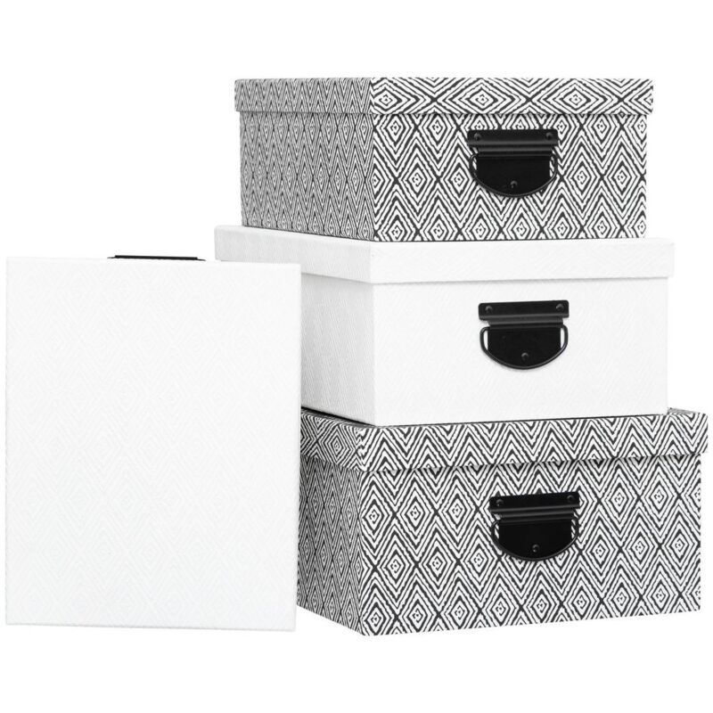 5five Simply Smart - 4 boîtes de rangement noir et blanc - 5five