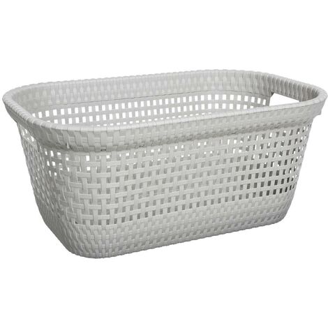 5five - cesto per biancheria in plastica rattan 60l grigio