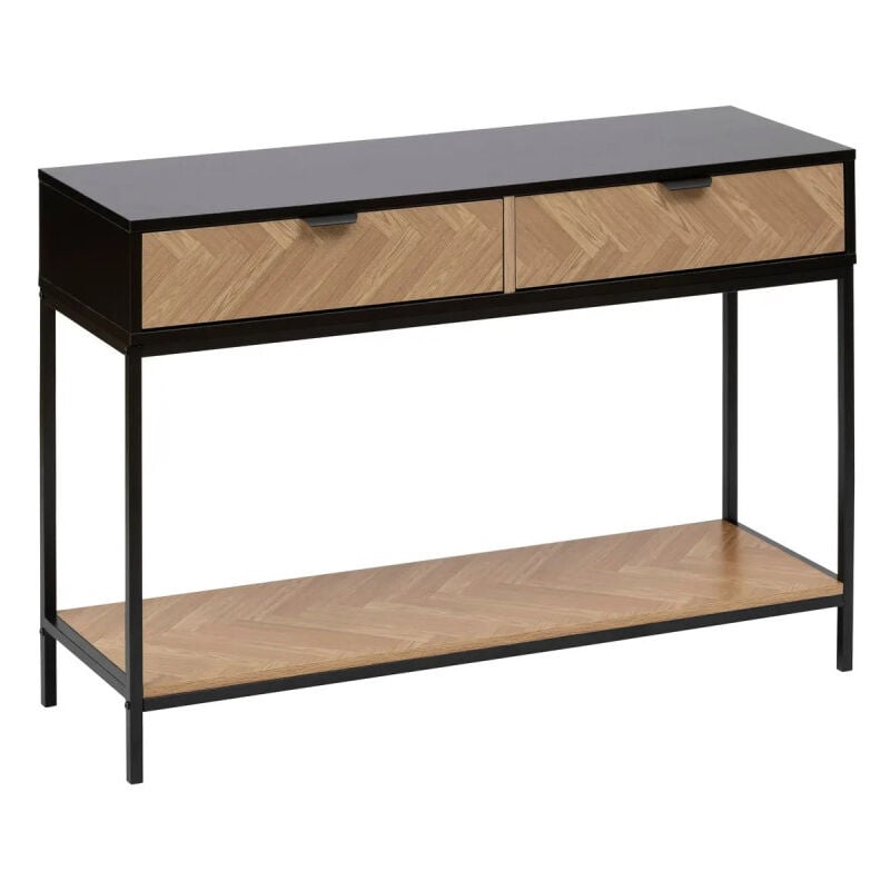 5five Simply Smart - Console chevrons 2 tiroirs effet pin naturel et noir 110x75cm - 5five