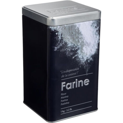 5five - Contenant en métal noir pour farine de 1 kg, édition Black Edition