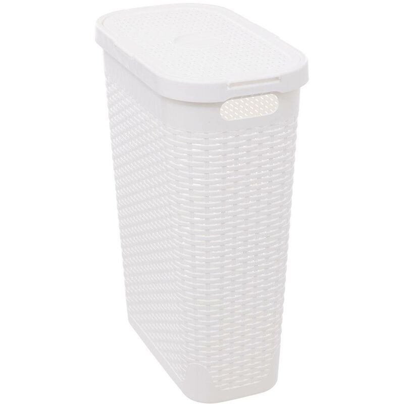 Corbeille slim rattan 40l blanc - 5five
