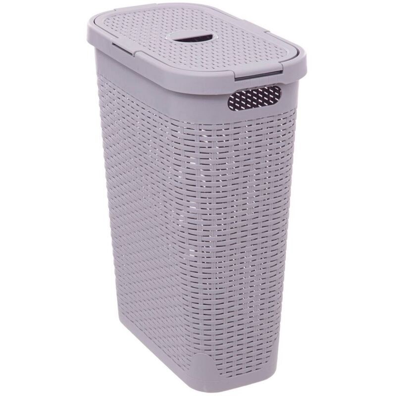 Corbeille slim rattan 40l gris perle - 5five