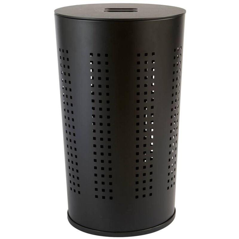 5five Simply Smart - Corbeille à linge glass en métal et bois noir 45l - 5five