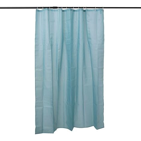 CORTINA DE DUCHA IMPERMEABLE ANTIMOHO 180X200CM CON 12 GANCHOS ANILLAS BAÑO  AZUL 69892