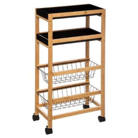 5five - credenza stretta a 3 livelli black bamboo