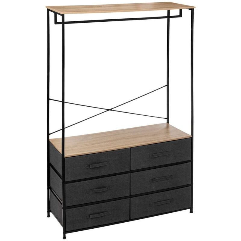 Penderie dressing 'Tissa' avec 6 tiroirs en bois et métal - Noir/Beige - h 167 cm - Livraison gratuite