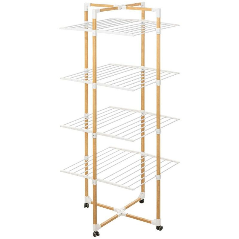 Étendoir à linge tour 4 roues 40m effet bois - 5five