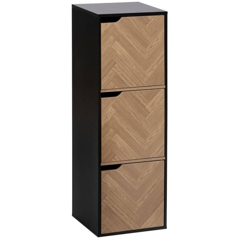 5five Simply Smart - tagère mix n door 3 cases effet bois et noir 34,4x32cm - 5five