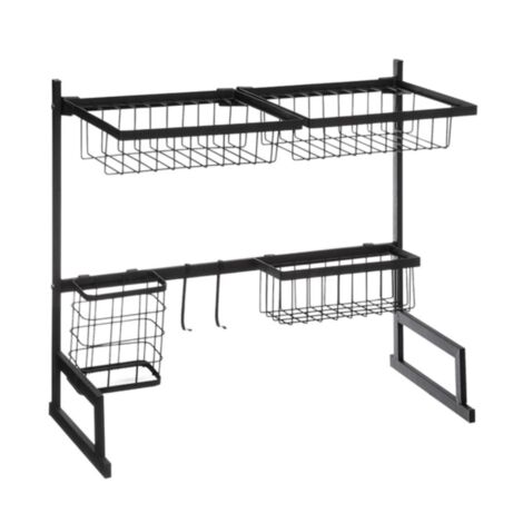 5five - organizador de fregadero con escurridor de metal negro