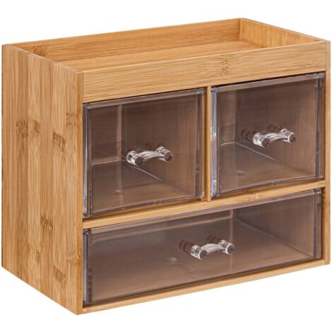 5five Organizer in bambù naturale con 3 cassetti eleganti