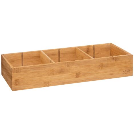 Set da 4 Scatole Portaoggetti, Contenitori Aperti senza Coperchio,  14x40x30, Box Bagno e Cucina, Naturale