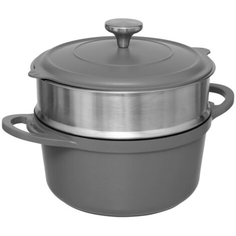 5five - pentola a vapore d24cm in fusione di alluminio grigio