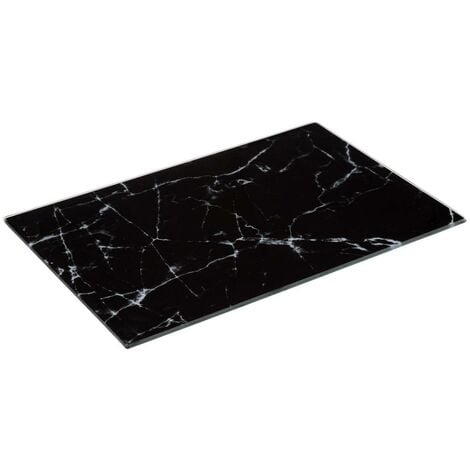 5five - planche à découper verre 30x20cm noir effet marbre
