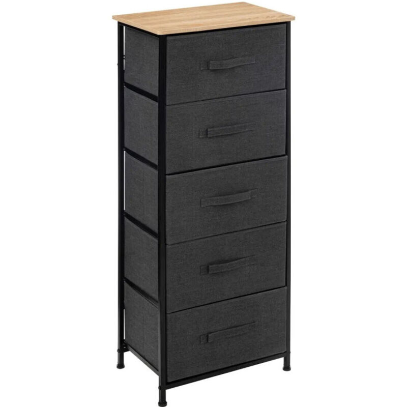 Rangement haut 5 tiroirs gris foncé tissa - 5five