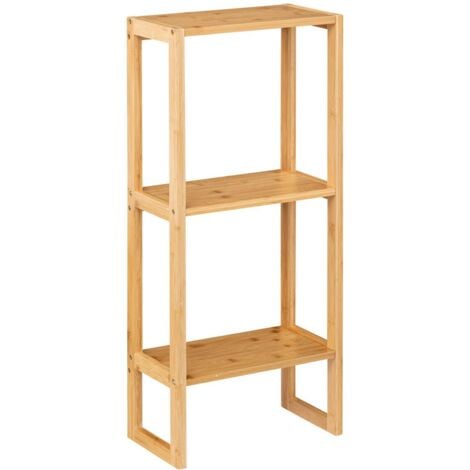 Angoliera in Bambù a 3 Ripiani Scaffale Libreria Angolo Salvaspazio  23x23x61cm