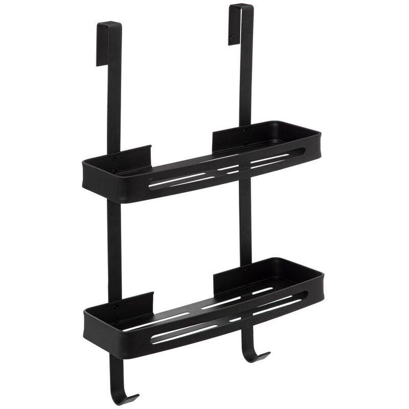 Serviteur de douche 2 niveaux stick adhésif noir blackalu - 5five