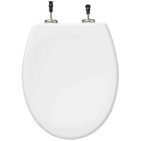 5Five Simply Smart – Abattant WC antibactérien blanc en thermodur – Fixation acier inoxydable – Descente assistée – Déclipsable pour nettoyage facile