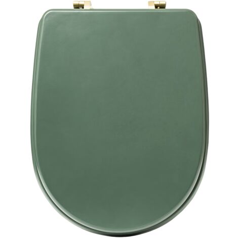 5Five Simply Smart – Abattant WC chic vert foncé 49x36 cm – HDF haute densité – Charnières dorées – Installation facile avec accessoires inclus