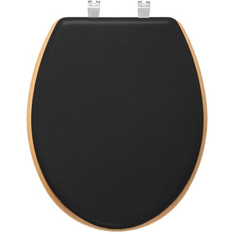 5Five Simply Smart – Abattant wc en bois MDF gris charbon – Charnières zinc avec fermeture silencieuse – Fixations réglables pour cuvettes standard