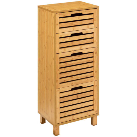 5Five Simply Smart – Armoire de salle de bain haute 4 tiroirs en bambou marron – Dimensions 40 x 30 x 97,5 cm – Montage facile avec manuel d'instructions