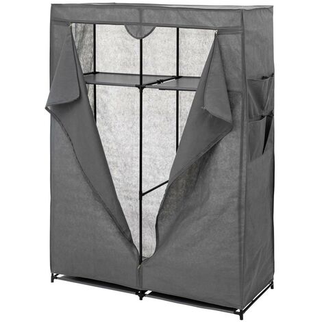 5Five Simply Smart – Armoire en tissu 110x46x155 cm – 2 penderies et 2 étagères – Housse de protection contre la poussière – Structure en métal