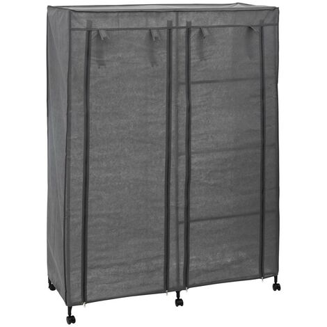5Five Simply Smart – Armoire en tissu à roulettes gris 120 x 168 cm – Structure métal avec housse plastique – 6 roulettes directionnelles pour déplacement facile