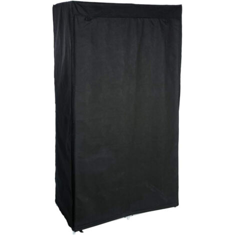 5Five Simply Smart – Armoire penderie modulable tissu noir – 3 barres de penderie – 5 étagères – Dimensions L. 89 x P. 44.5 x H. 169 cm – Métal et polypropylène