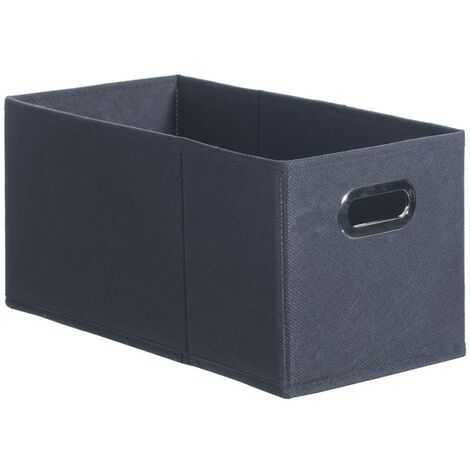 5Five Simply Smart – Bac de rangement en tissu gris foncé 31 x 15 x 15 cm – Conception robuste en carton et polypropylène – Poignée en métal