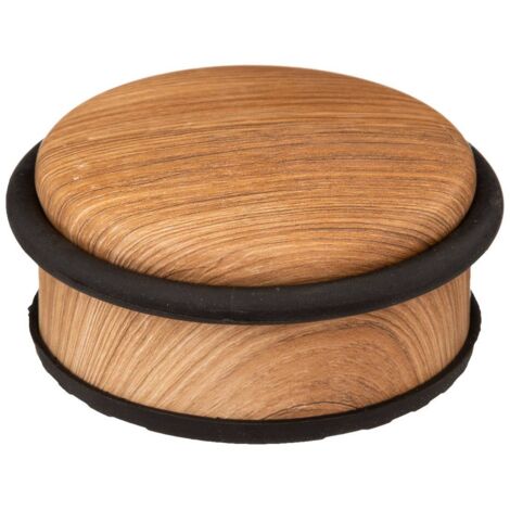 5Five Simply Smart – BLOC PORTE BAS EN BOIS NATUREL ET NOIR – Stop-porte pour portes intérieures – Installation simple – Dimensions 10.4x4.7cm