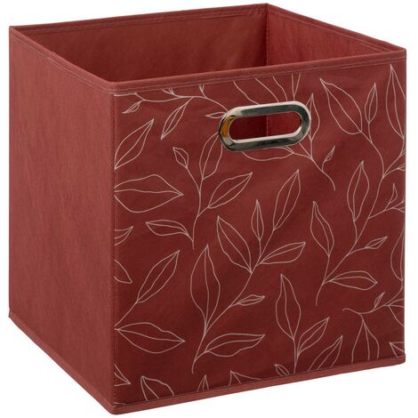 5Five Simply Smart – Boîte à étagère 31x31cm en carton rouge – Conception pliable pour rangement optimisé – Poignée en métal pour transport facile