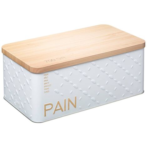 5Five Simply Smart – Boîte à pain en métal blanc 31,4x17,6x13,3cm – Couverture beige – Design scandinave pour conservation pain