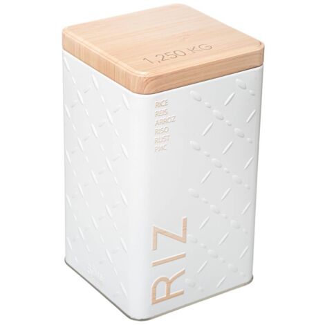 5Five Simply Smart – Boîte à riz en métal scandinave blanc 1,25 kg – Dimensions 10,8 x 10,8 x 18,4 cm – Couvercle hermétique pour conservation