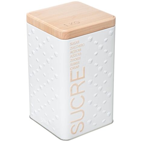 5Five Simply Smart – Boîte à sucre en métal scandinave blanc 1 kg – Dimensions 10,6x10,6x18,4 cm – Conserve sucres en poudre – Design esthétique moderne