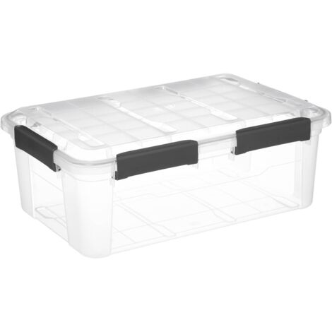 5Five Simply Smart – Boîte de rangement 32L en polypropylène transparent – Fermeture à clip étanche – Dimensions 57.5 x 38.5 x 22 cm