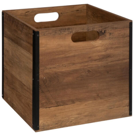 Five Simply Smart – Boîte de rangement carrée 31x31x31 cm en MDF naturel – Système de rangement optimisé – Prêt à l'emploi, aucun assemblage requis