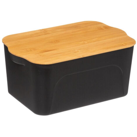 Five Simply Smart – Boîte de rangement 6,5L en bambou noir – Dimensions L. 21 x l. 32 x H. 14 cm – Épaisseur couvercle 0,8 cm – Idéal pour organisation intérieure