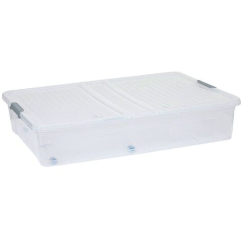 5Five Simply Smart – Boîte de rangement sous lit 53l – Polypropylène – Longueur 80cm, Largeur 60cm, Hauteur 60cm – Solution de rangement optimisée