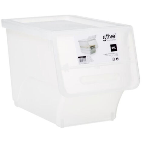 Five Simply Smart – Boîte de rangement transparente 24L – Dimensions L. 28,5 x l. 45,5 x H. 31 cm – Polypropylène pour rangement efficace – Poids 0,968 kg